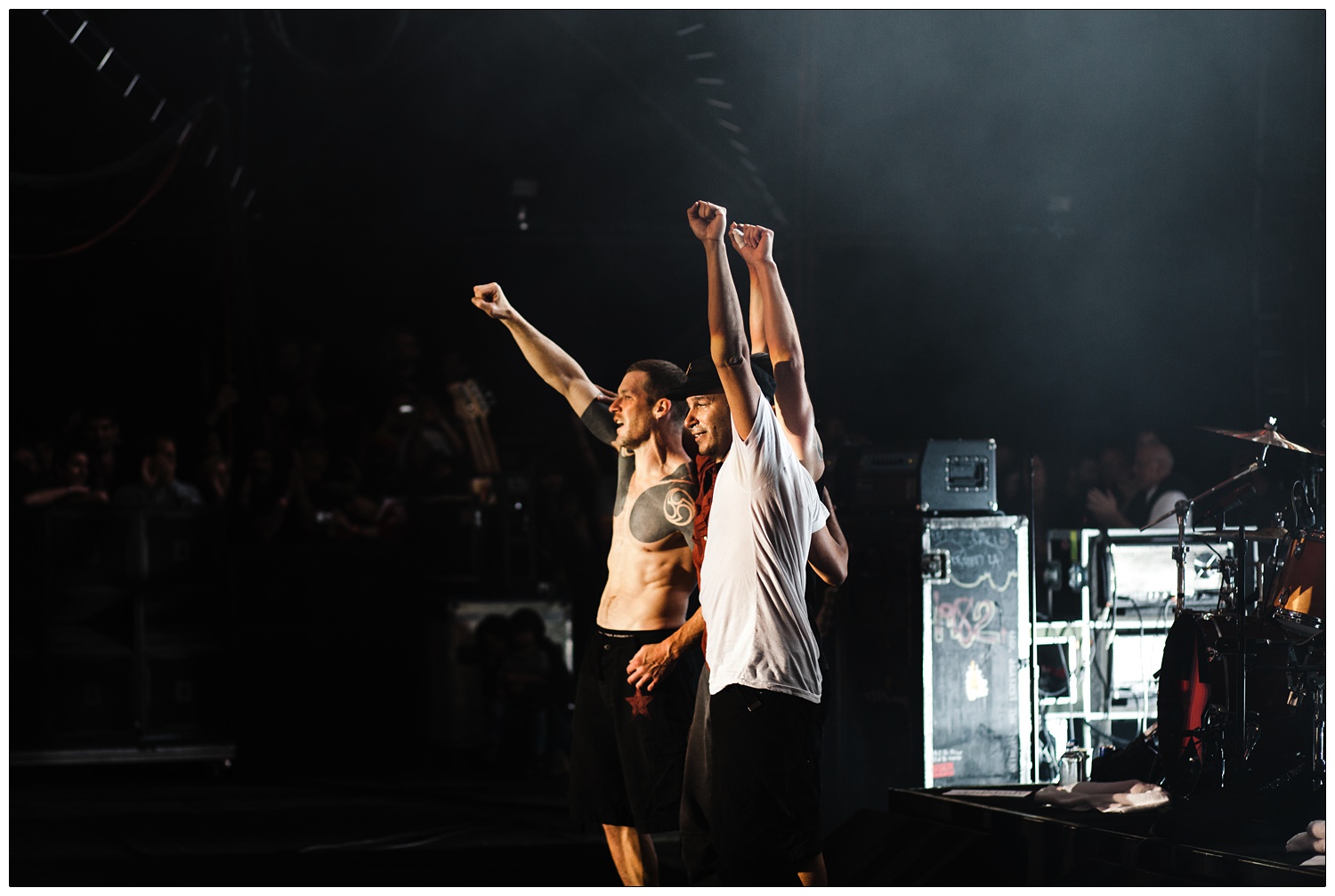 Rage Against the Machine at the end of the Finsbury Park concert in 2010