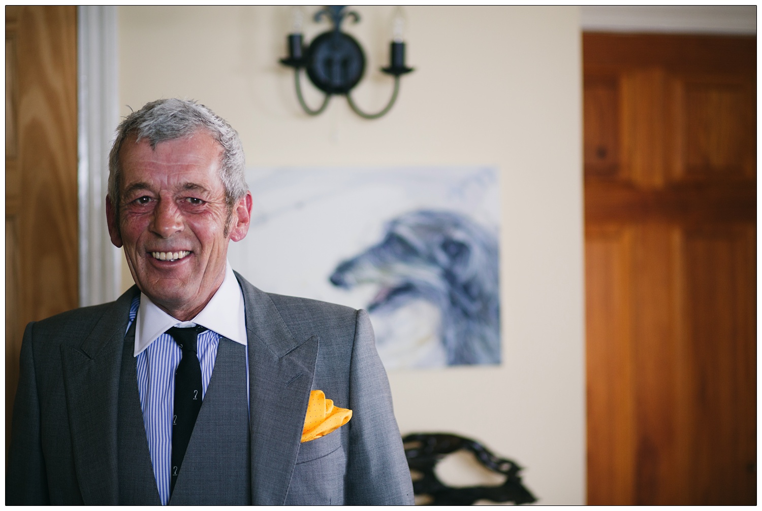 The bride's father at home before a wedding.