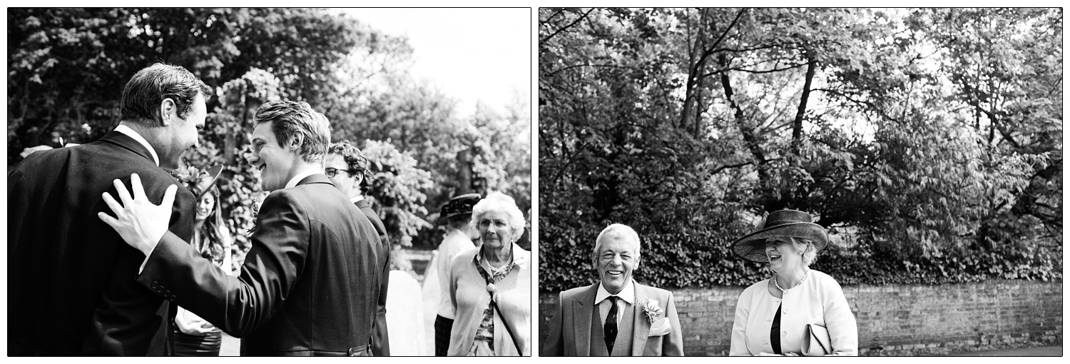 Wedding guests outside the church.