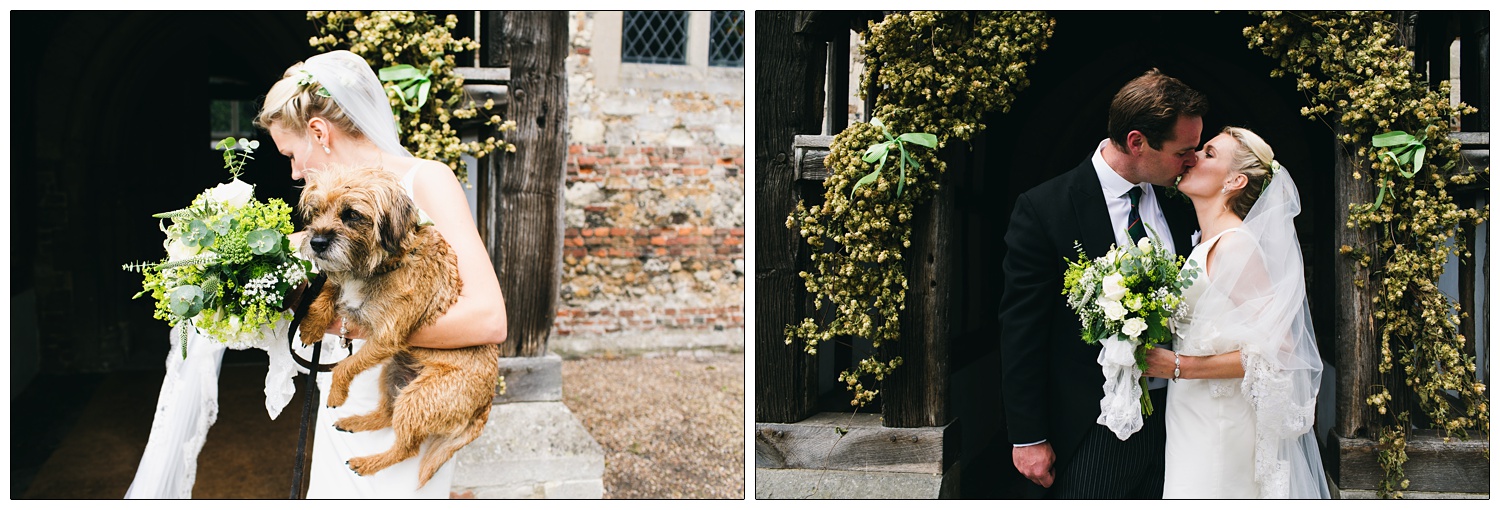 Couple kiss at St Thomas’ church Bradwell-on-Sea