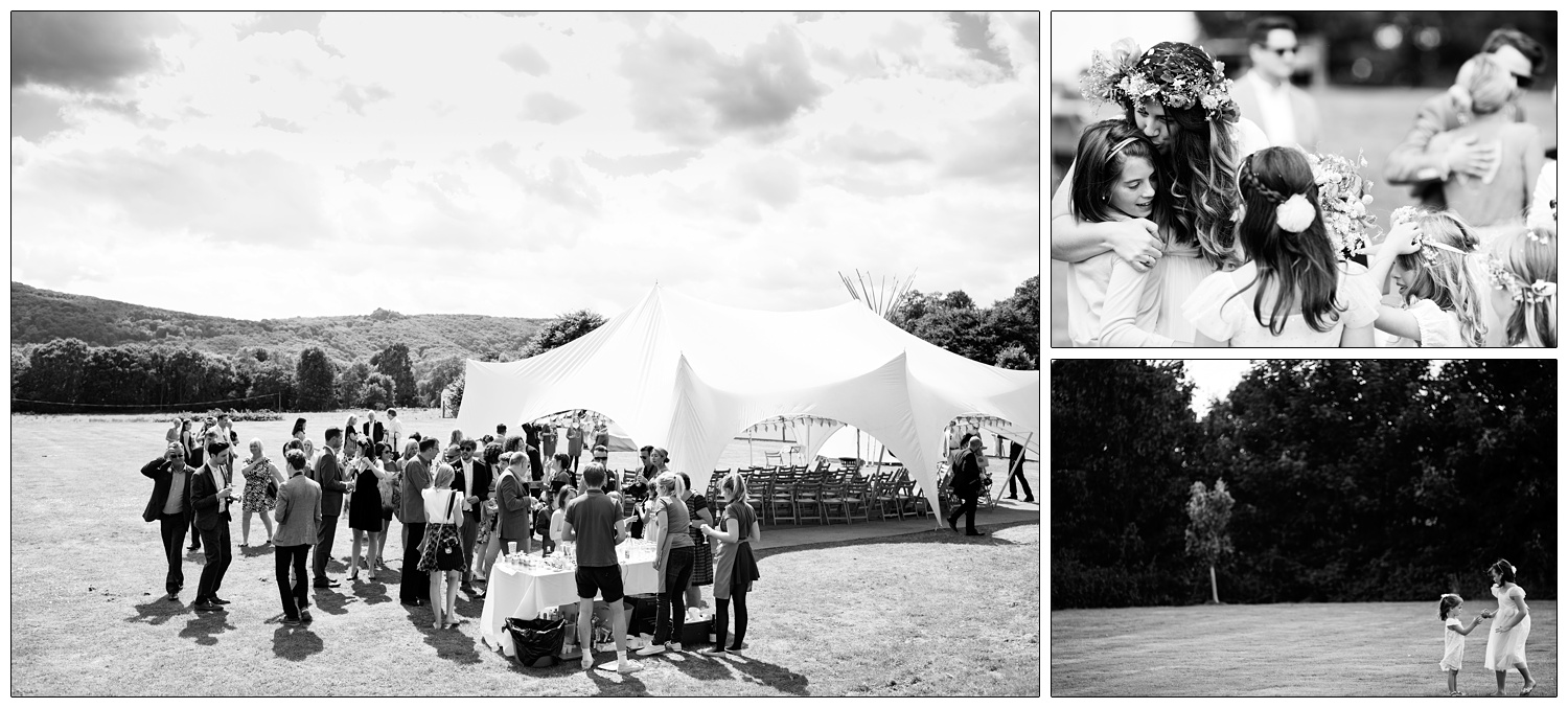 A few of the guests outside after a ceremony.