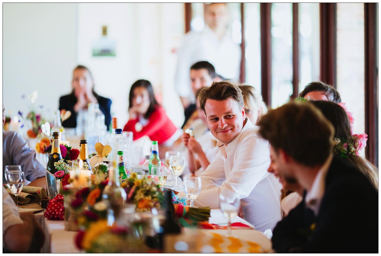 The groom sat at the top table.