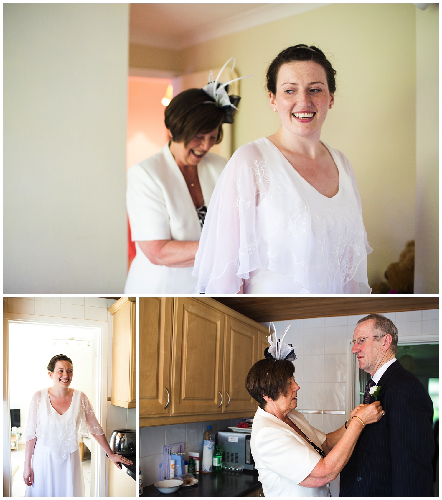 Mum helps her daughter in to a wedding dress. The one she wore for her own wedding.