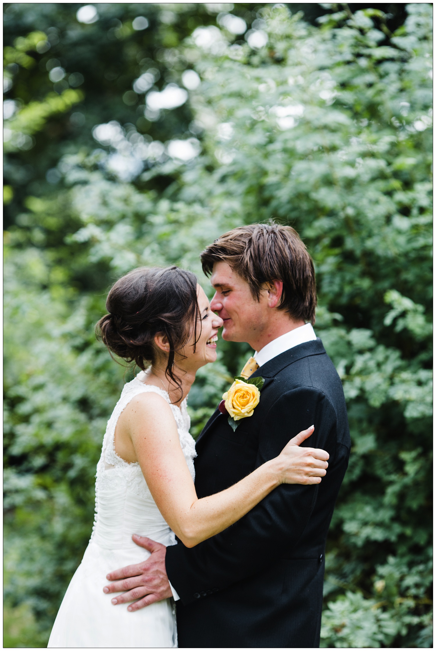 A relaxed bride and groom portrait.