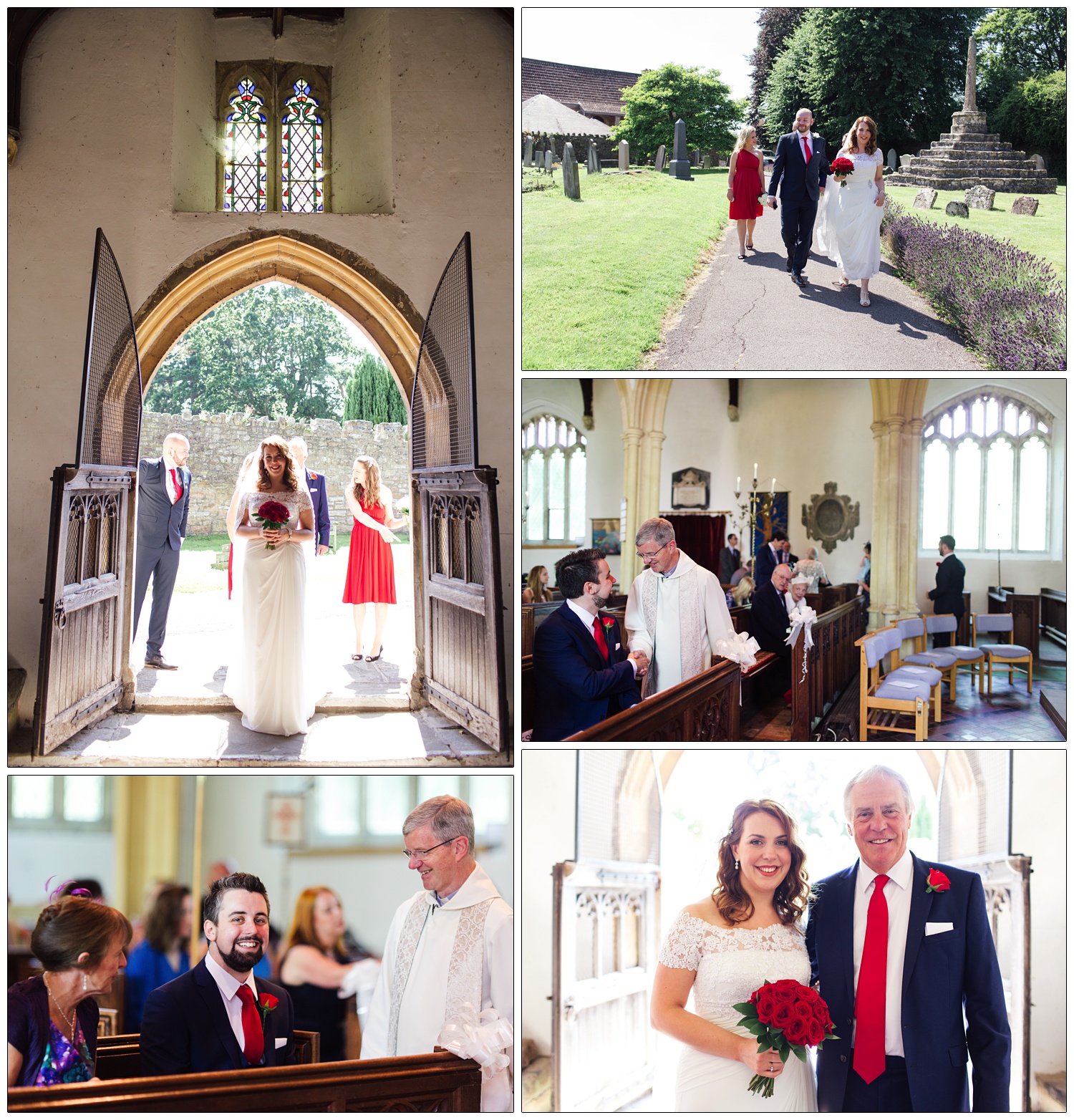 The bride arriving at St Andrew's Church, Chew Magna.