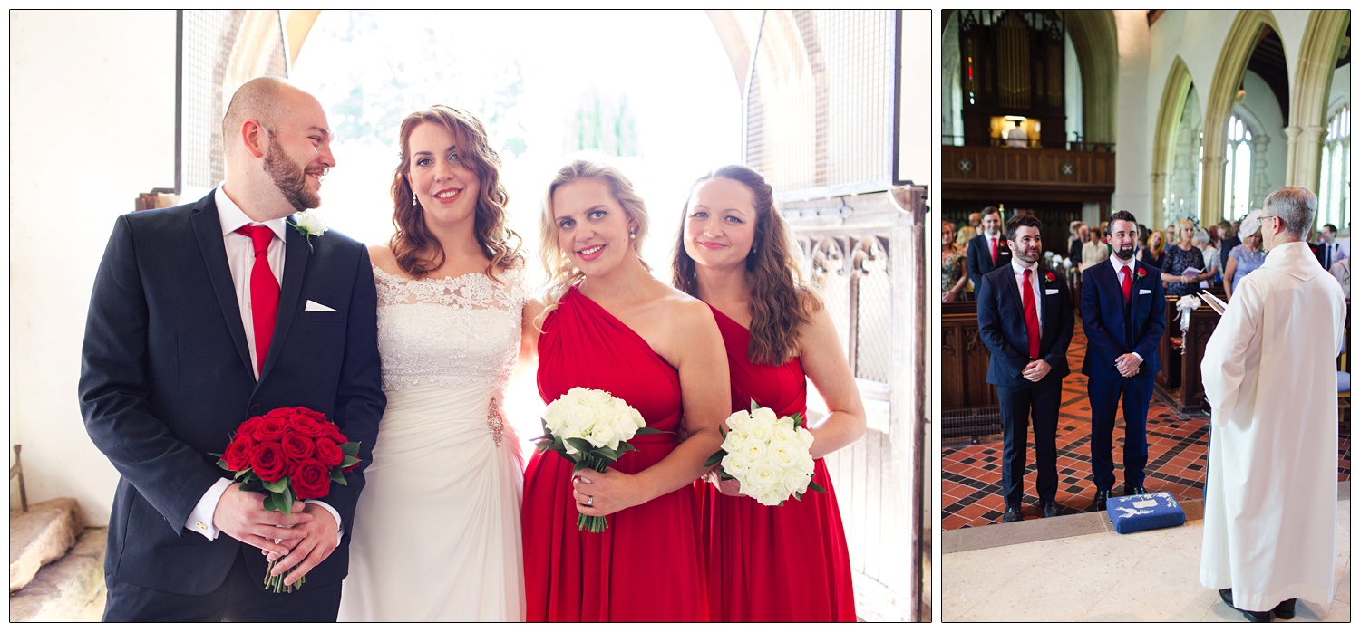 Bride with her bridesmaid's and bride's man.