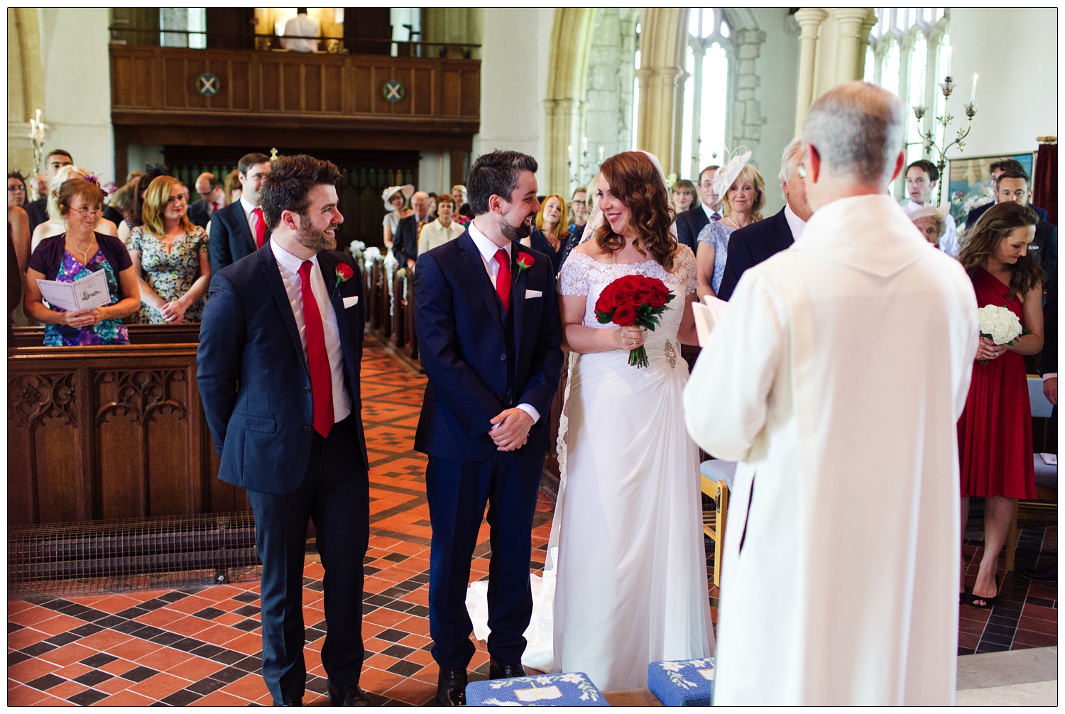 Wedding ceremony at St Andrew's Church, Chew Magna.