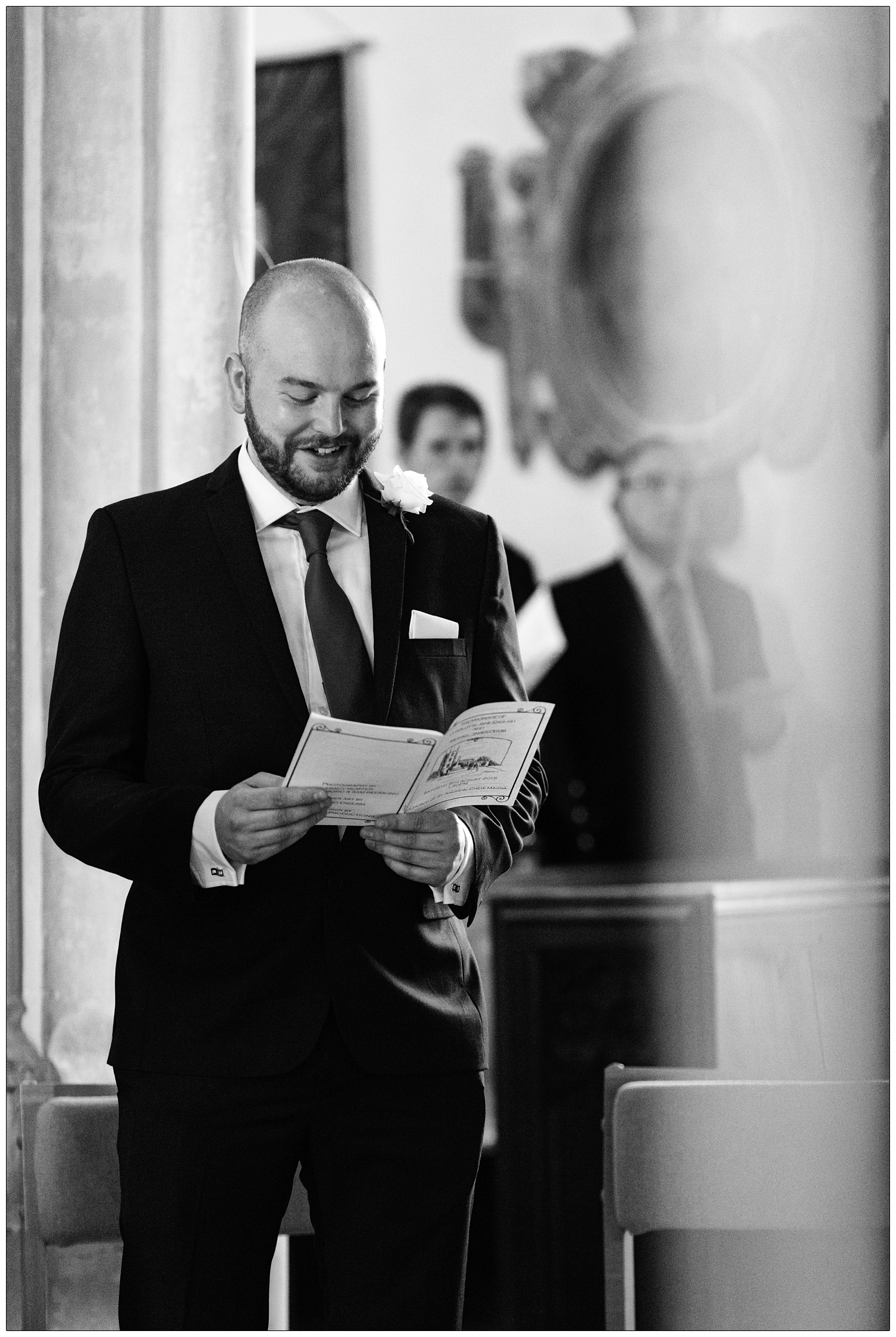 A man singing in church.