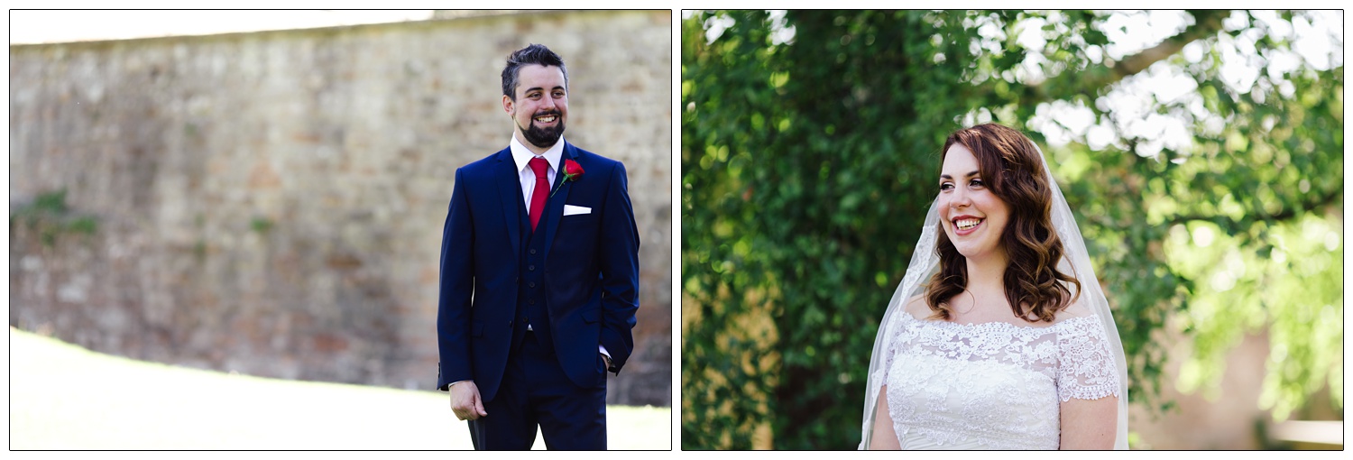 Bride and groom after their wedding ceremony at St Andrew's Church, Chew Magna