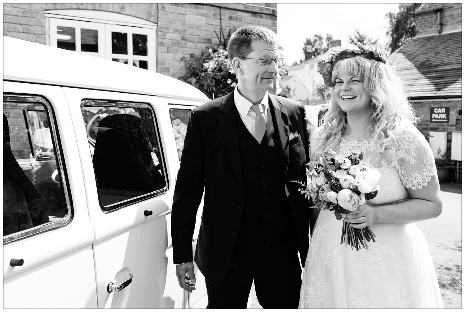 Bride with her father at The Cottage Hotel Ruddington.