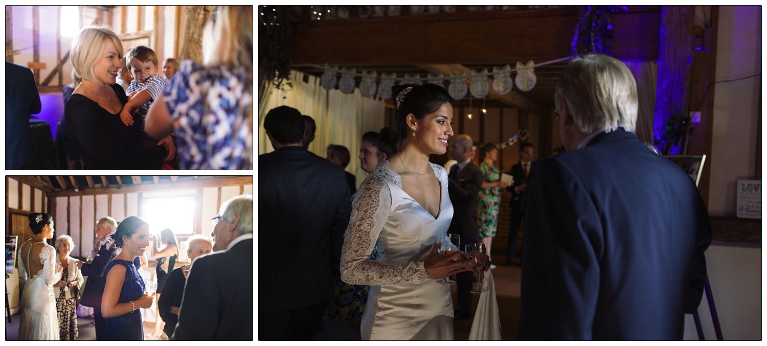 The bride illuminated by the light of an open door.