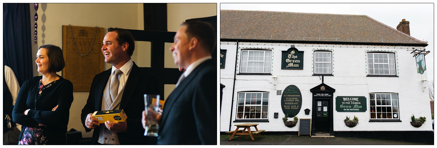 Wedding guests at The Green Man Inn of Bradwell-on-Sea