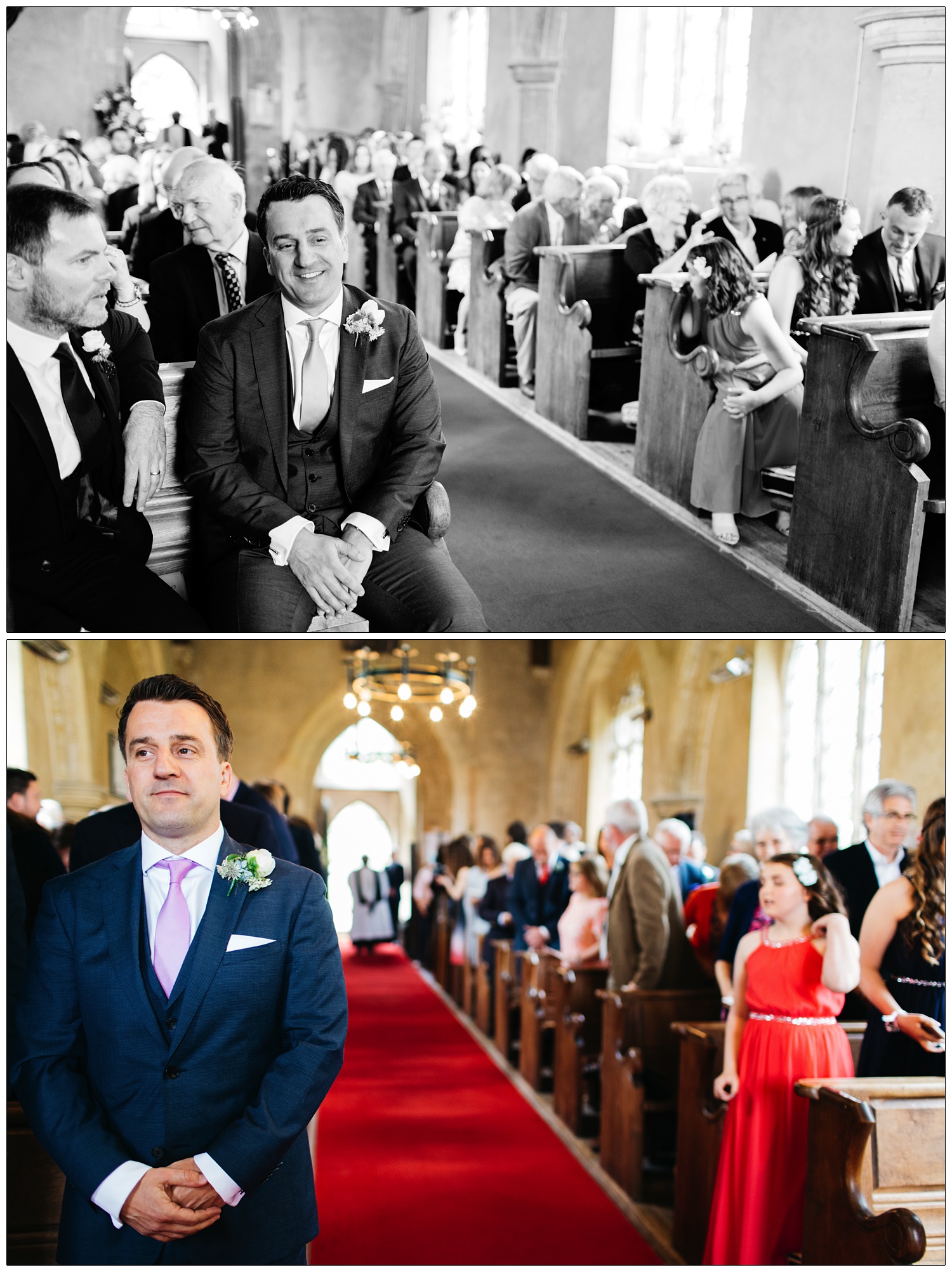 groom waiting for bride to walk up the aisle