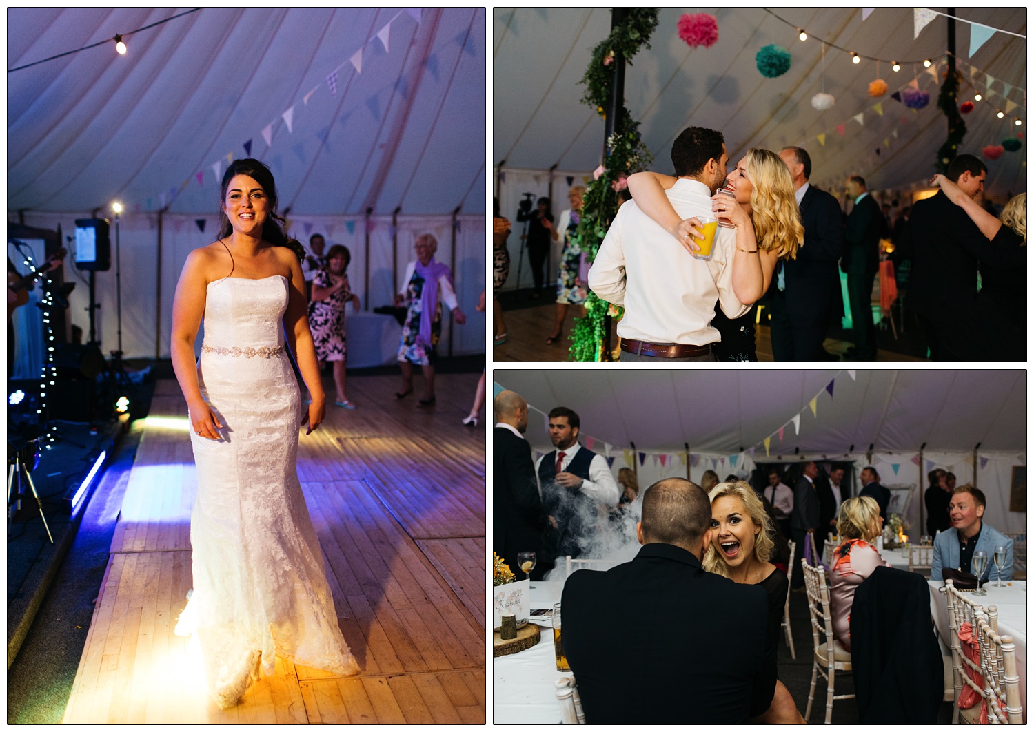 bride on the dancefloor with purple lighting