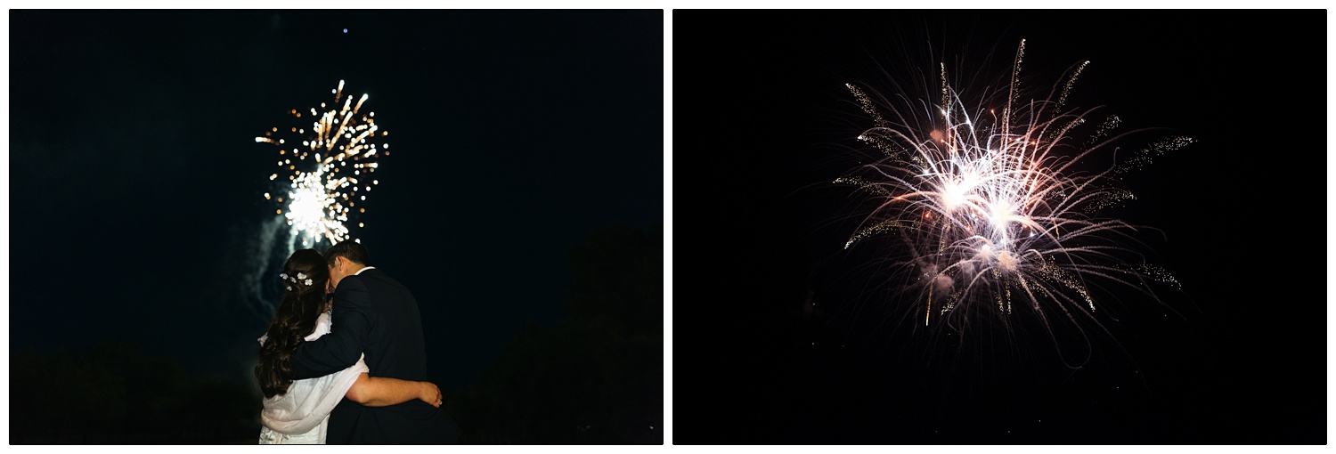 wedding fireworks watched by newly weds