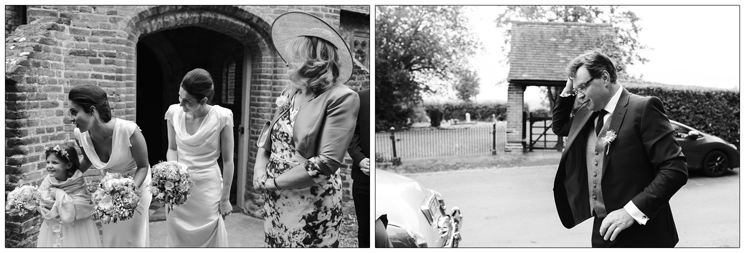 bridesmaids waiting at the church