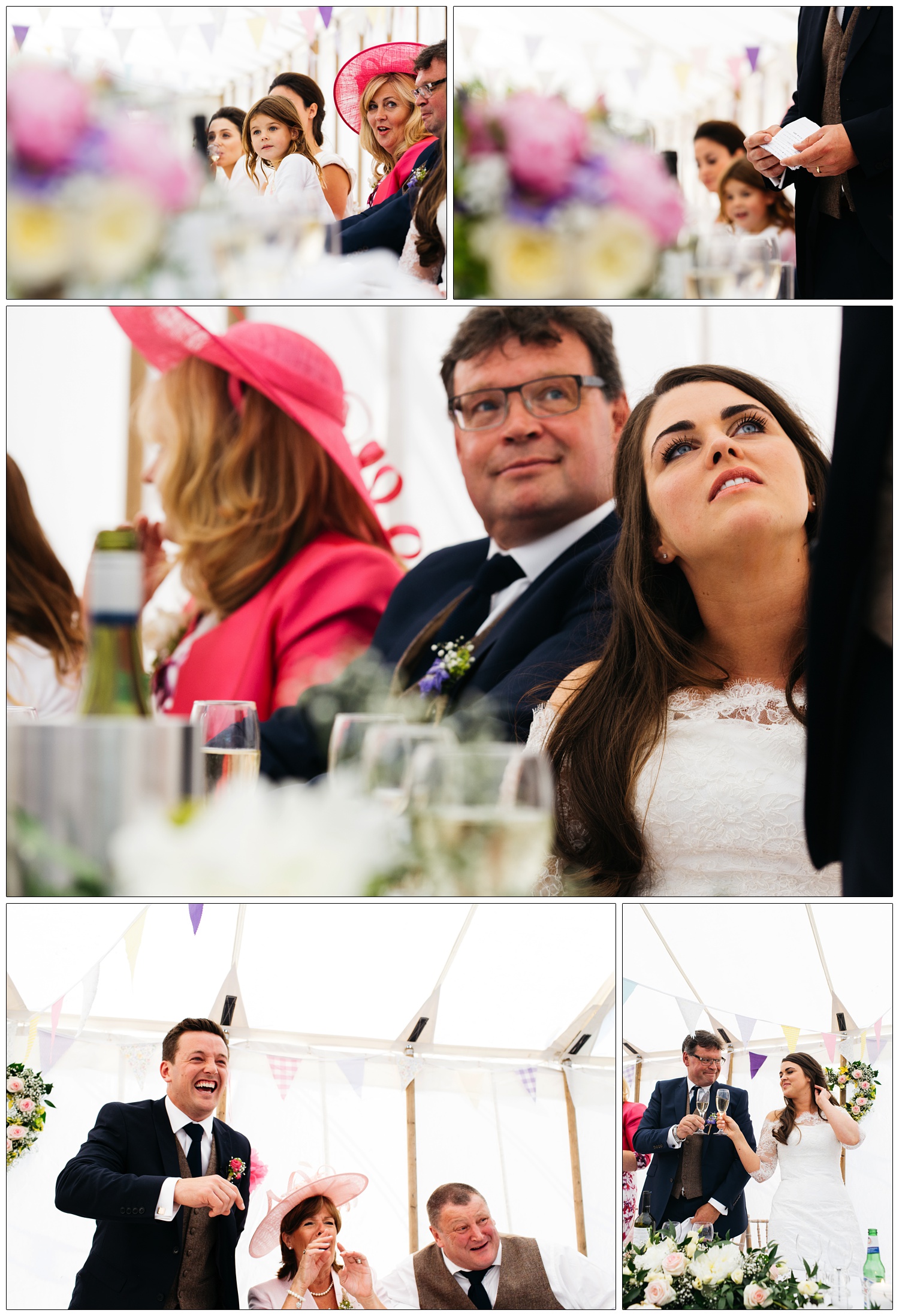 bride looking up at her husband making a speech