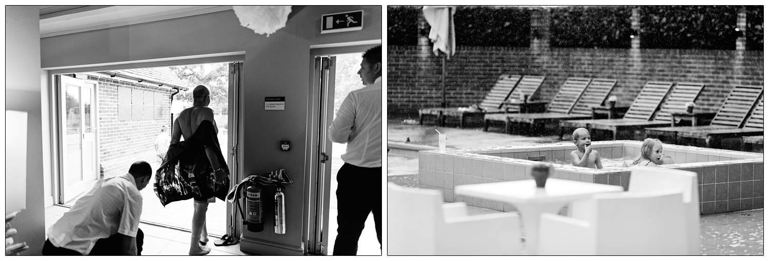 black and white photos at the Maison Talbooth pool house