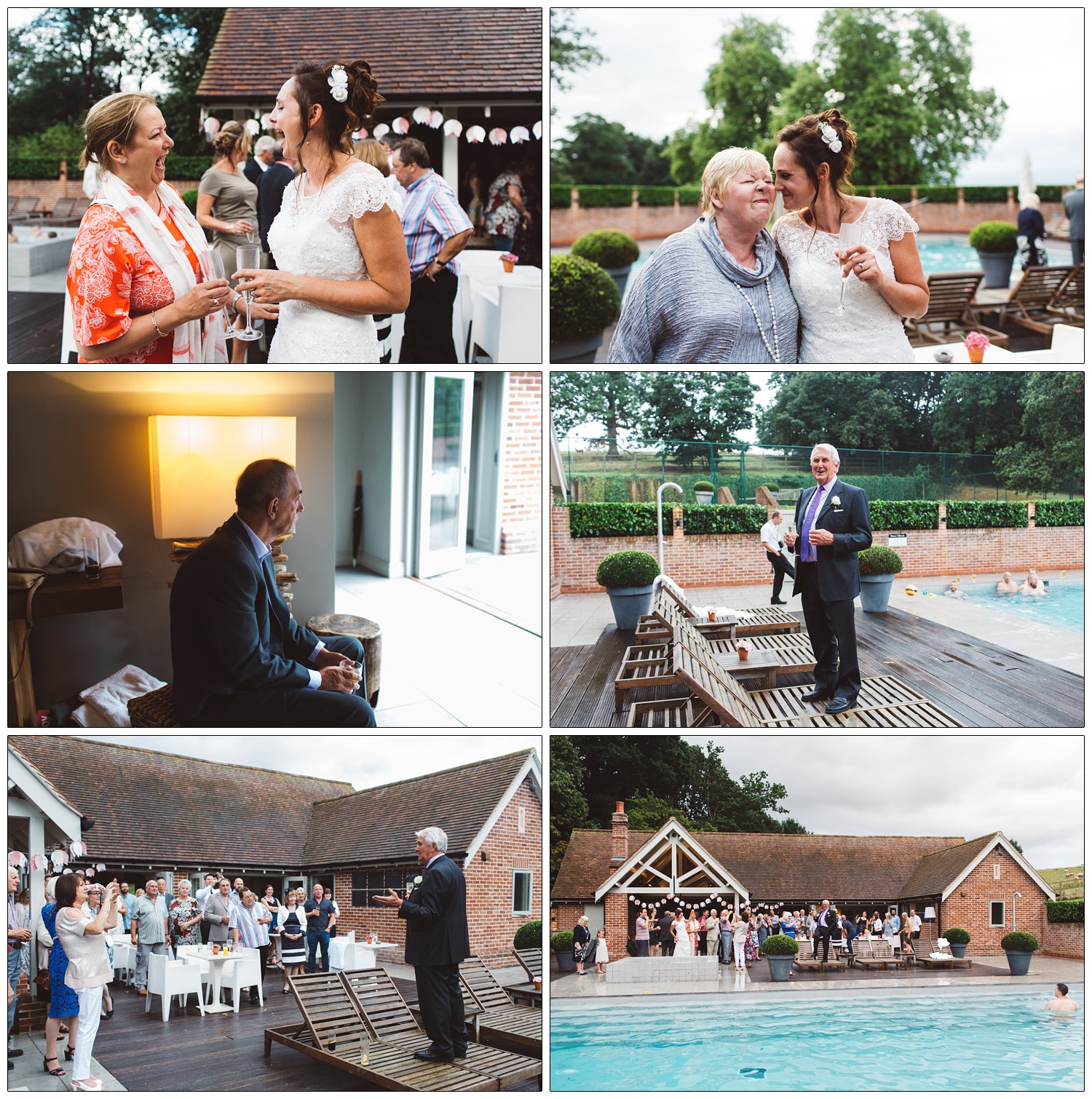 wedding guests and speeches at the Pool House Maison Talbooth