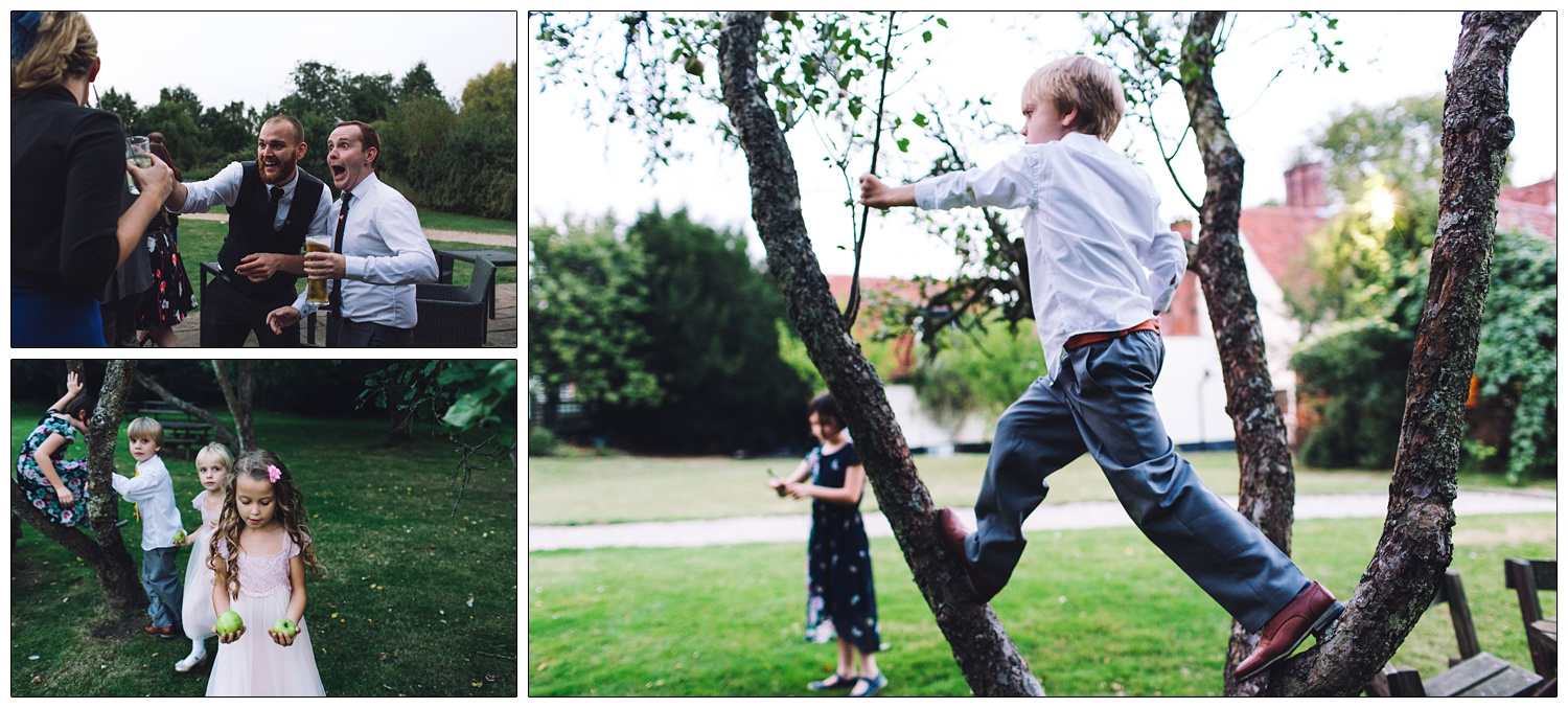 children playing outside with an apple tree at The White Hart in Great Yeldham
