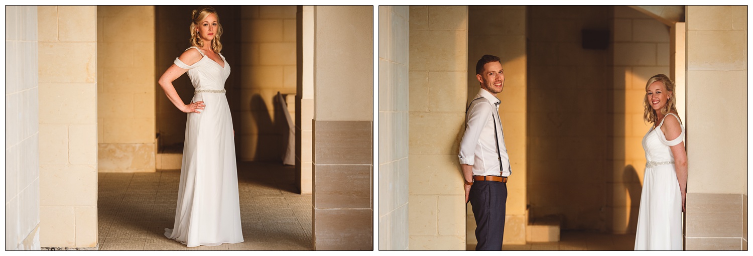 Bride and groom posing.