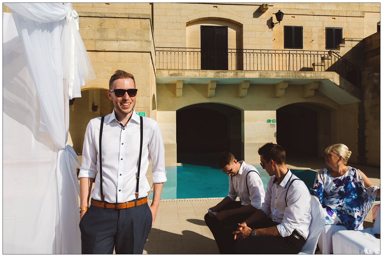 groom waiting for his bride at an outdoor ceremony at The Cornucopia Hotel