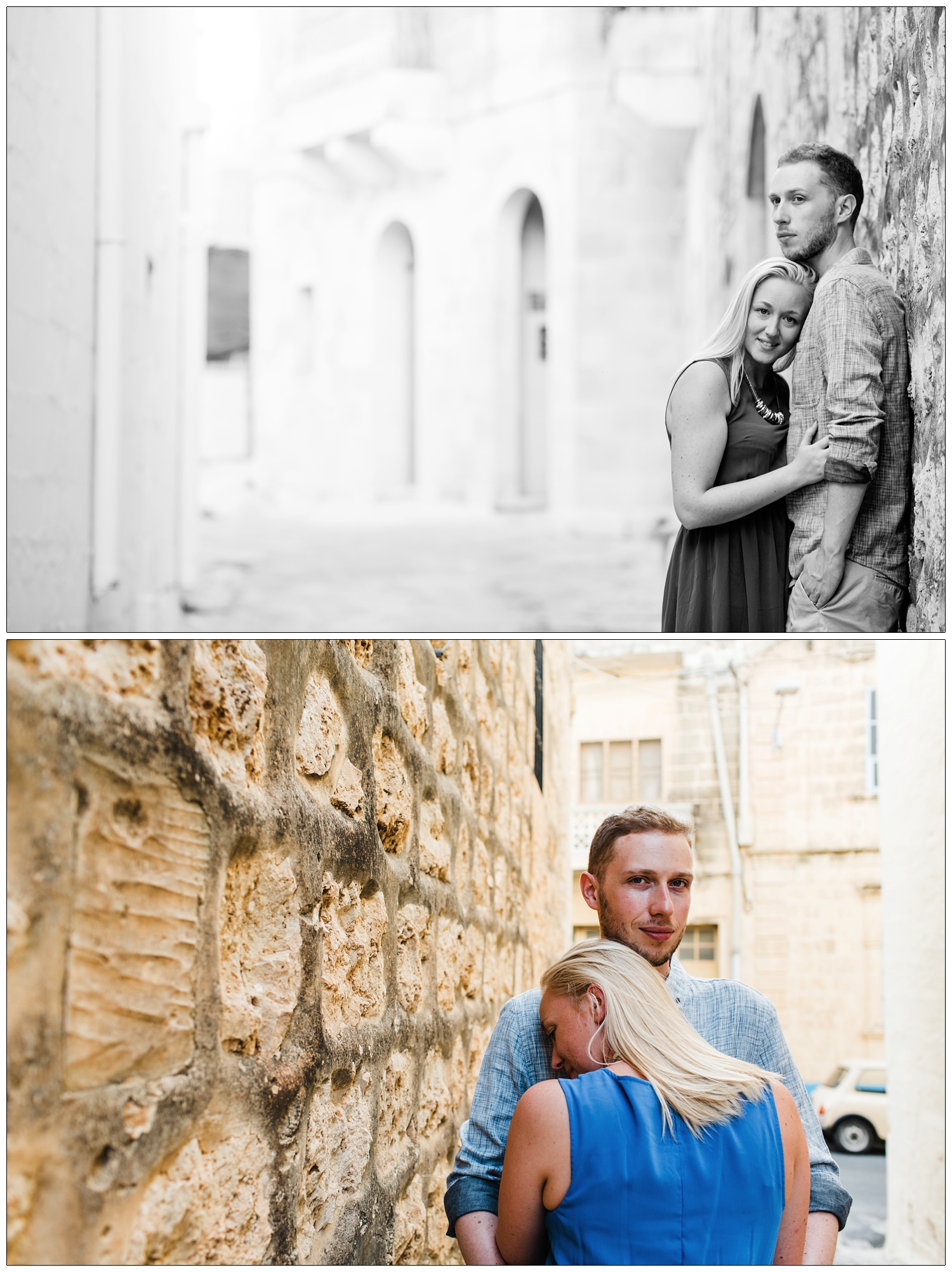 newly wed couple photographs on the streets of Xagħra