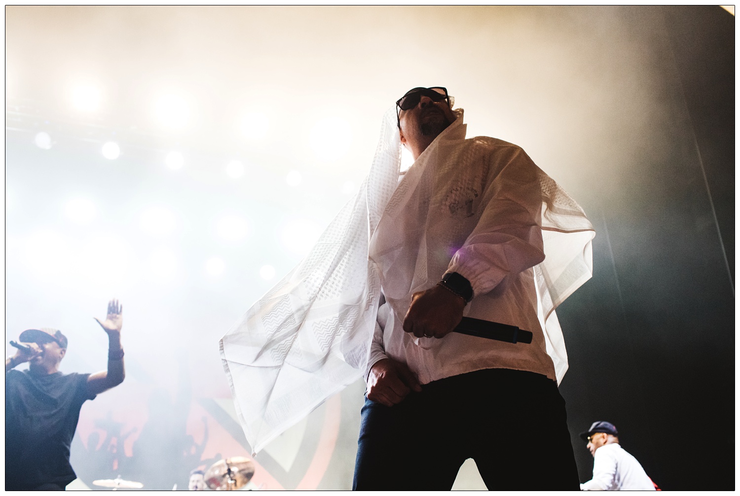 B-Real and Chuck D on stage in London.