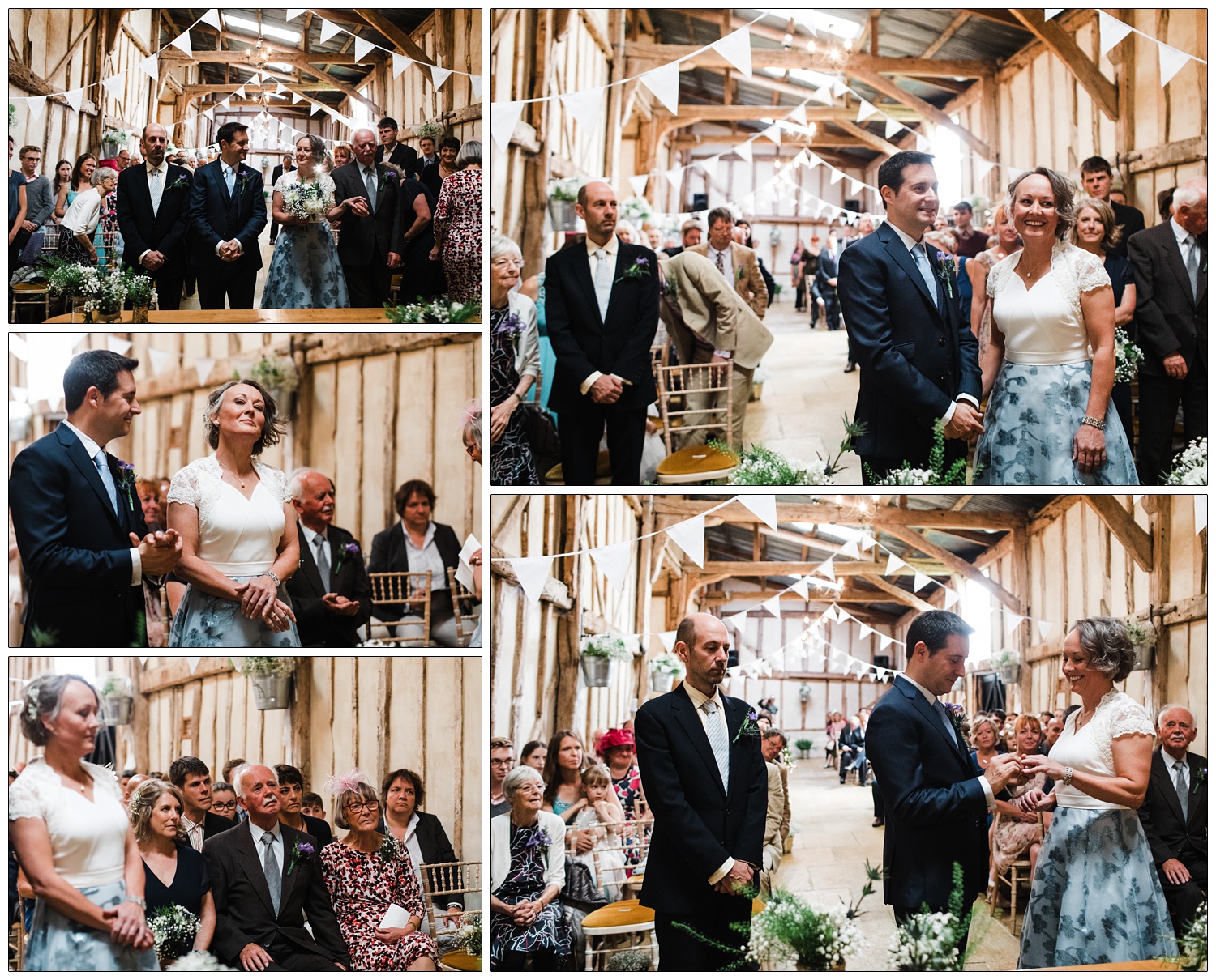 Bride and groom take their vows in the West barn at Alpheton Hall Barns.