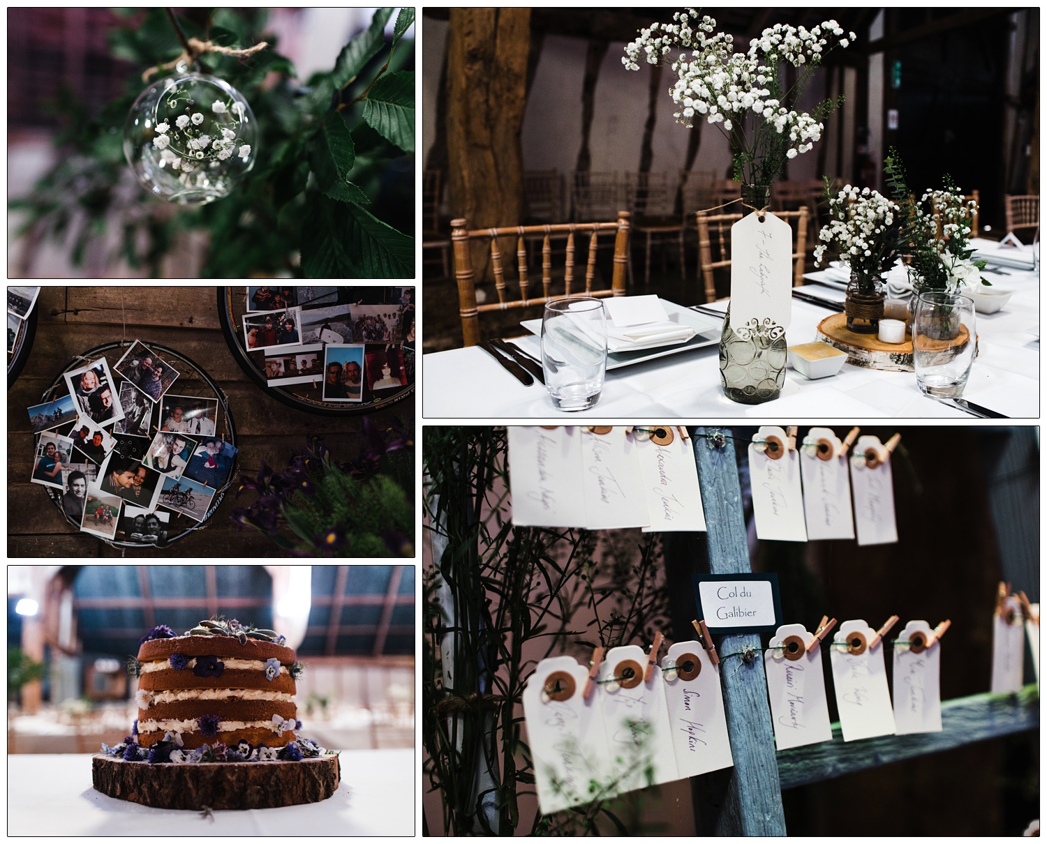 Wedding details on tables.