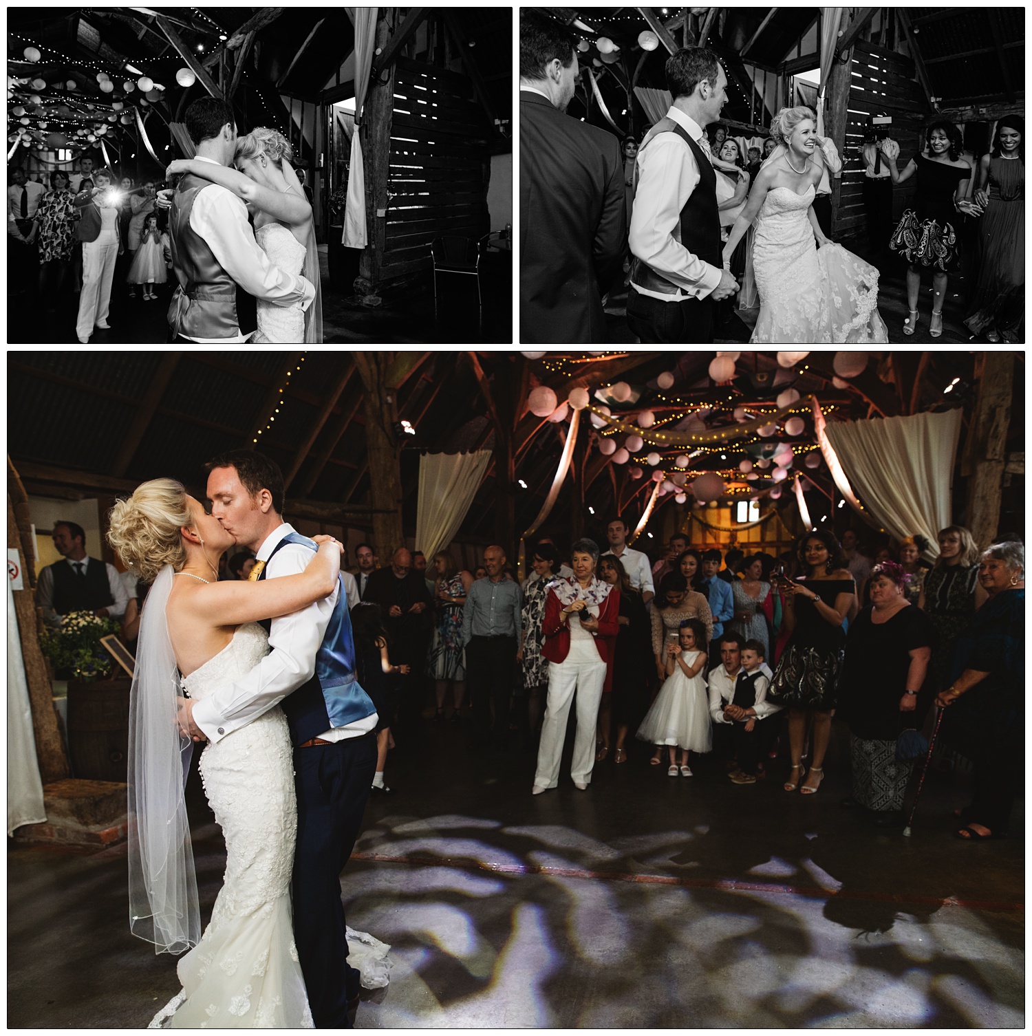 Couple having their first dance at Alpheton Hall Barns.