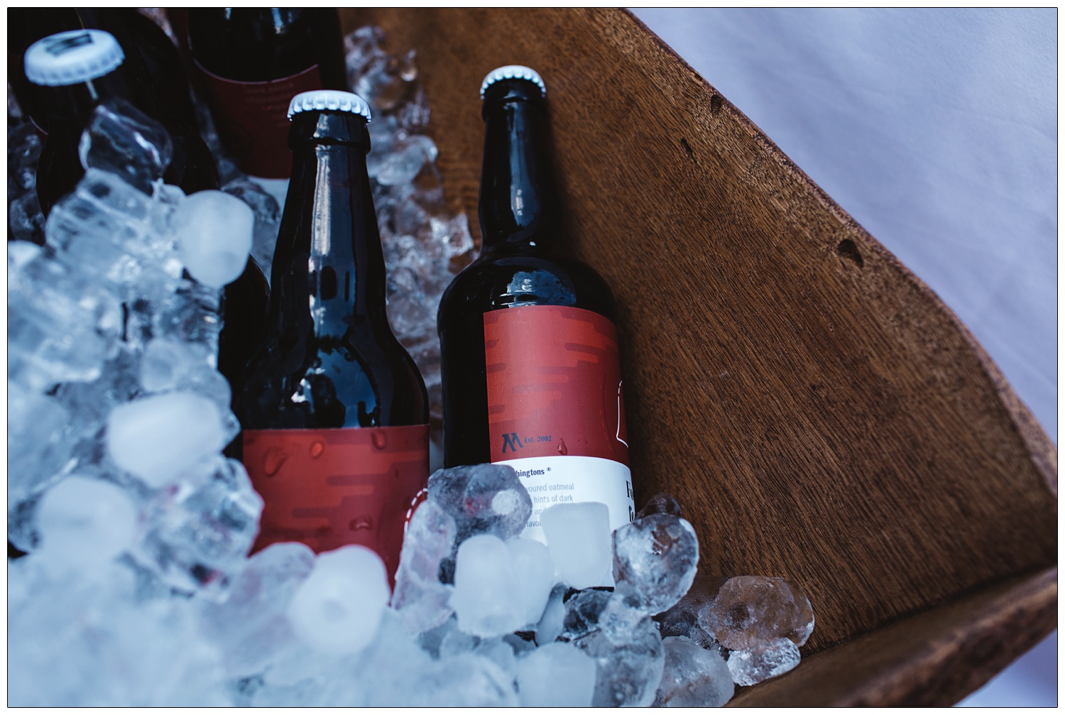 Bottle of Marchington's beer at a wedding that the groom brewed.