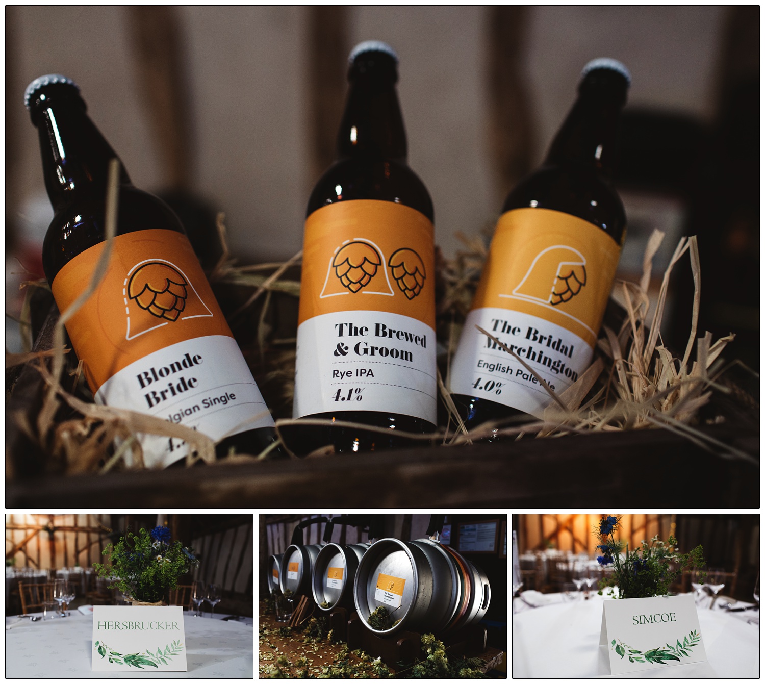 The Marchington's beer the groom brewed himself at Alpheton Hall Barns.