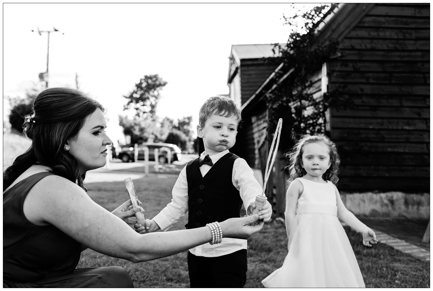 Children blowing bubbles