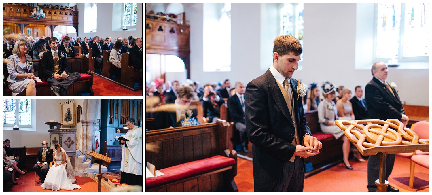 best man caring for the wedding rings while standing in church