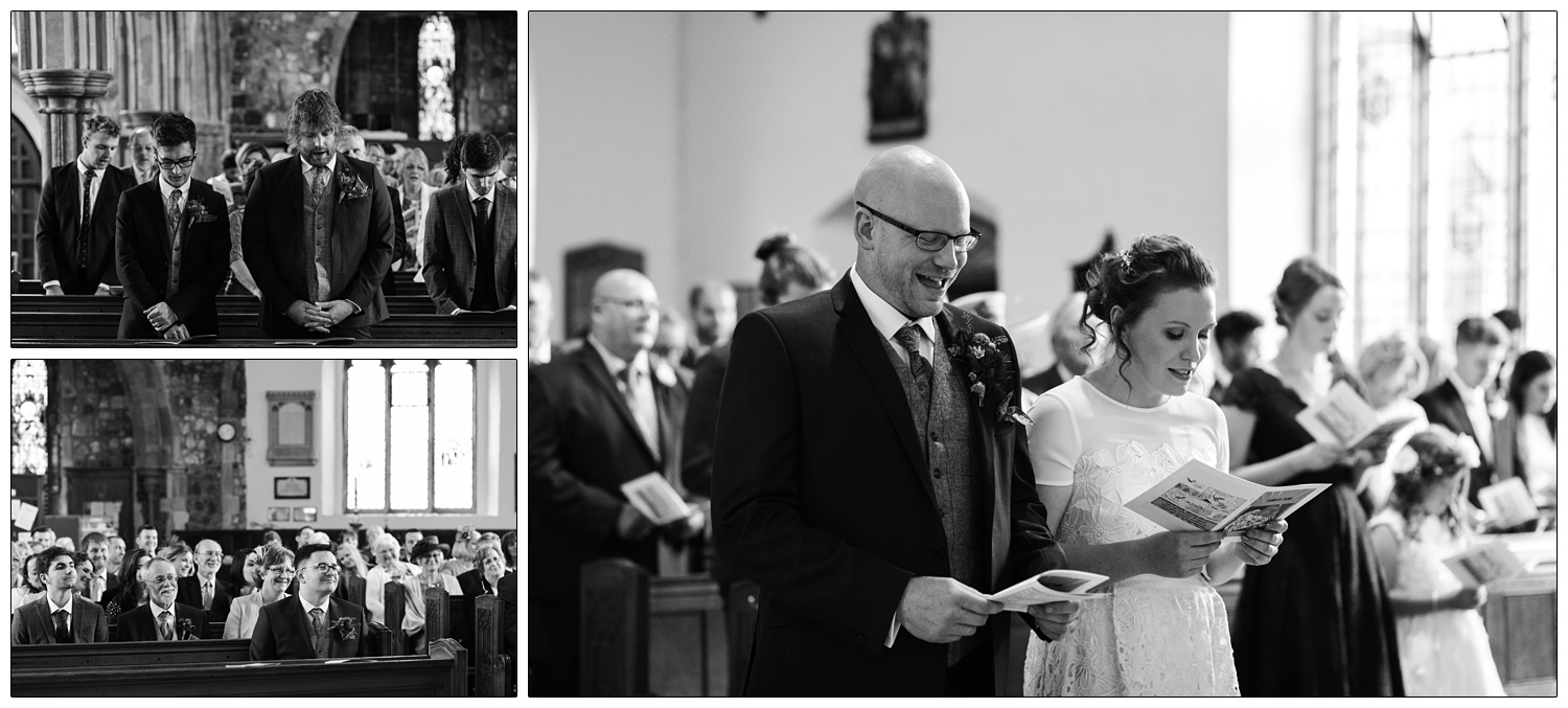 Bride and groom singing during their wedding Maldon.