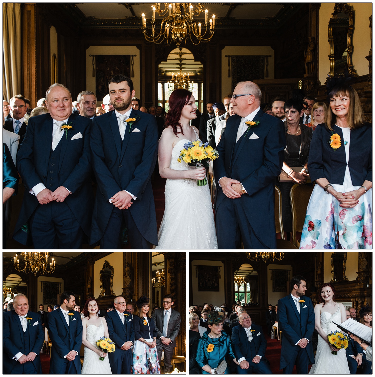 Father of the bride walking down the aisle with his daughter in the Maximilian room at Manor by the House venue.