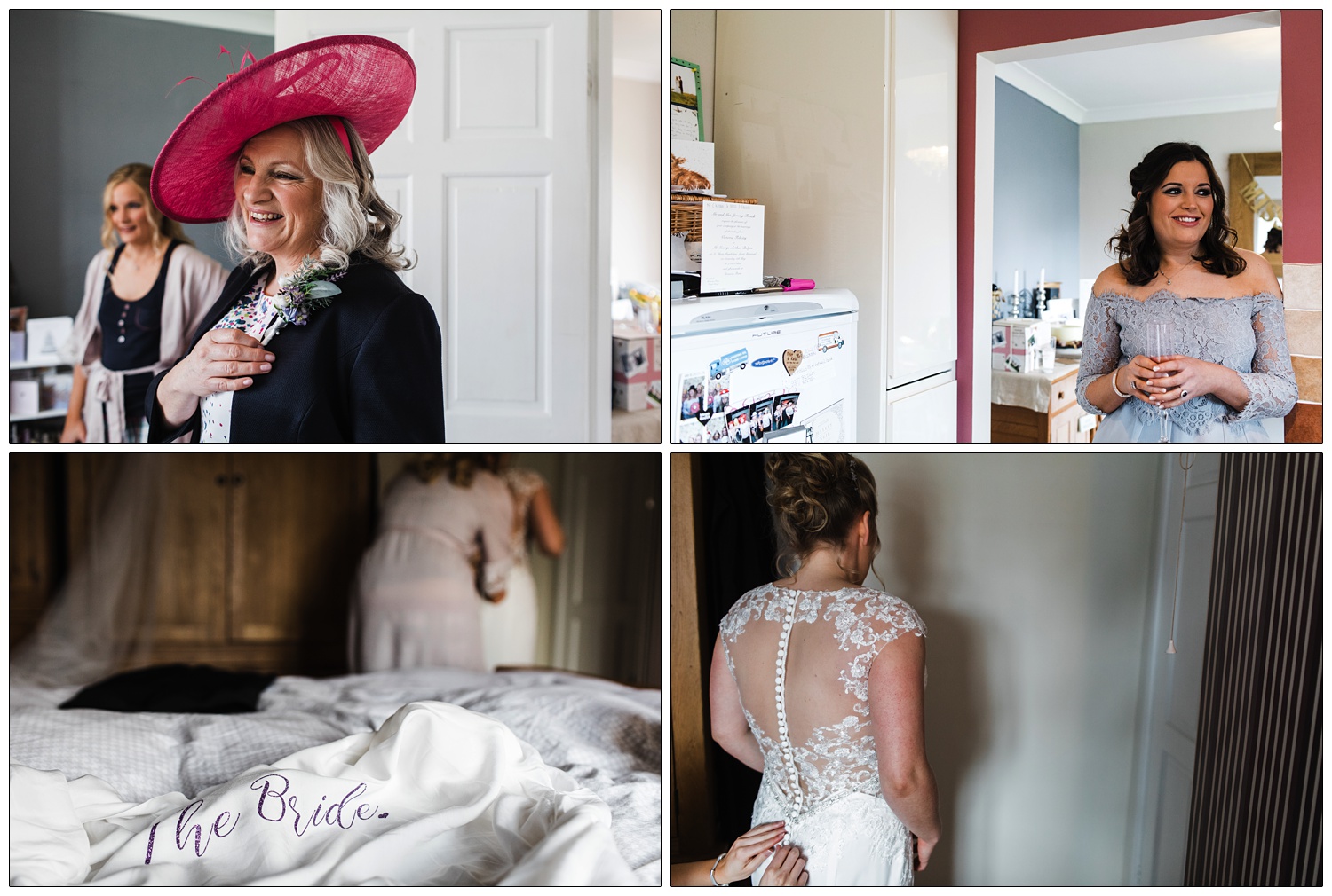 Some natural moments around the house as a bride gets ready for her wedding with family and friends.