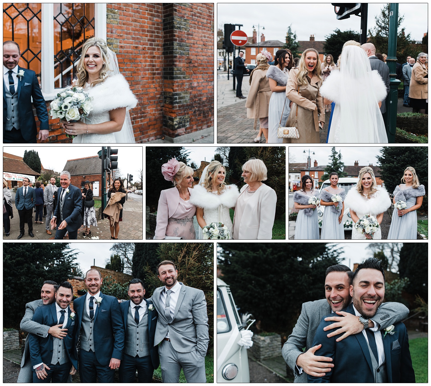 Some casual group wedding photographs on Hockley Road in Rayleigh.