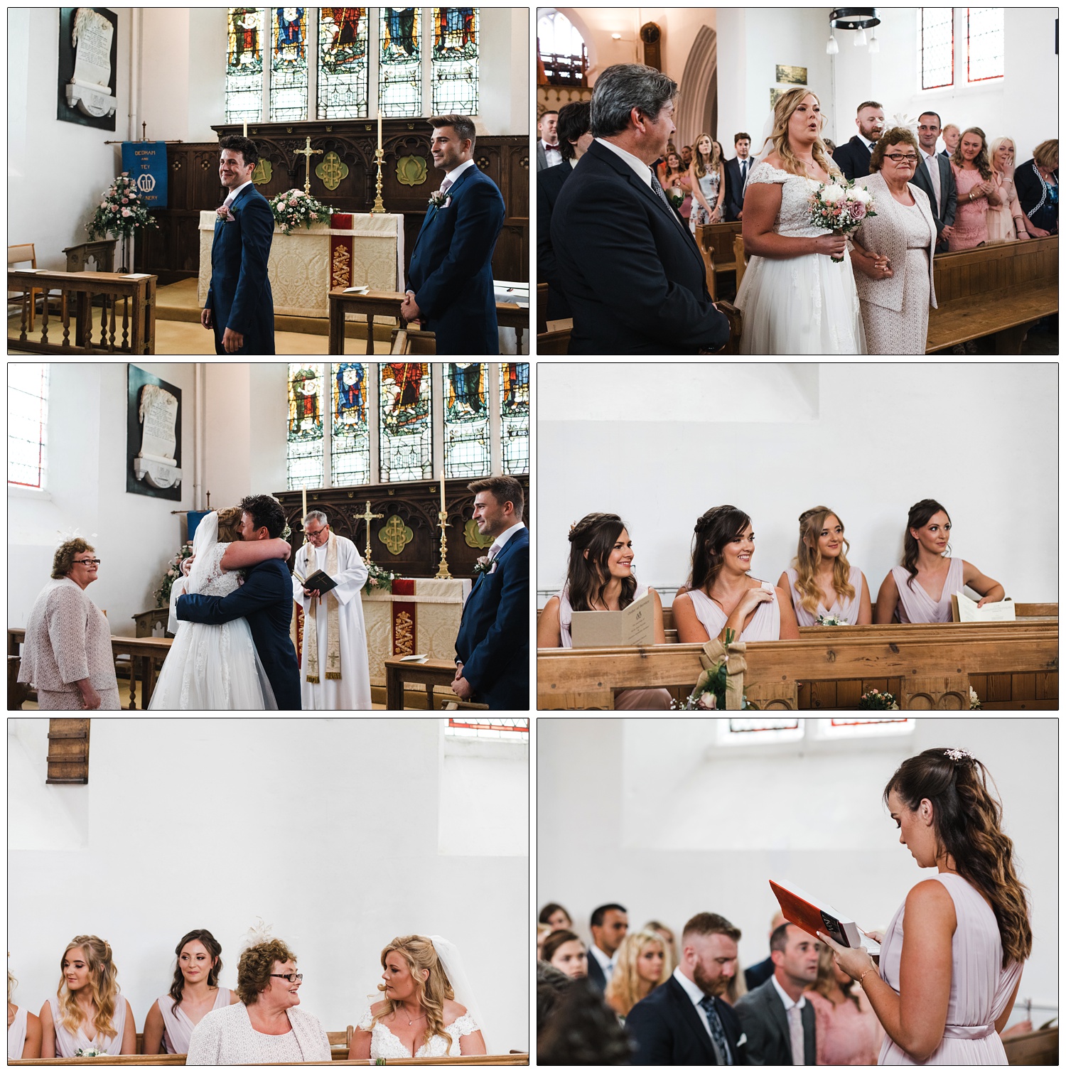 Scenes from inside St Barnabas church in Great Tey during a wedding.