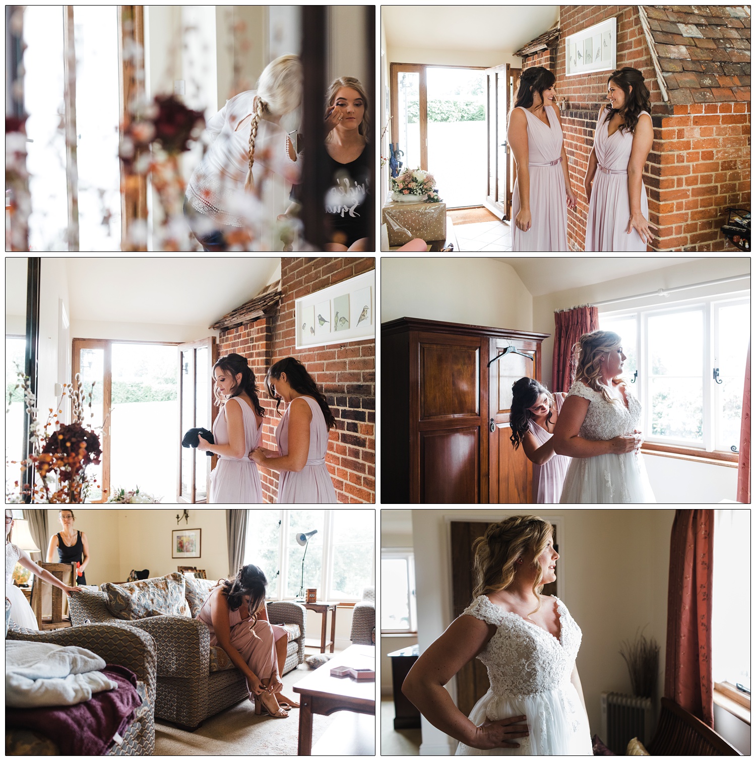 Candid pictures in an airbnb in Bocking. The bridal party are getting ready.