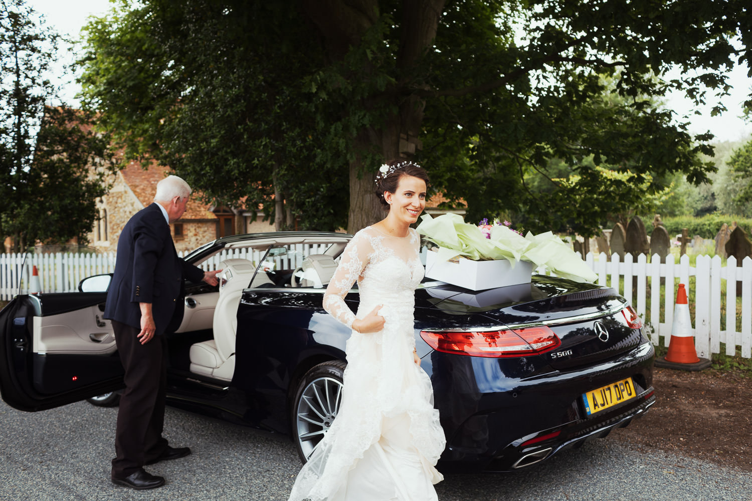 Bride arriving at St Peter’s in Great Totham.