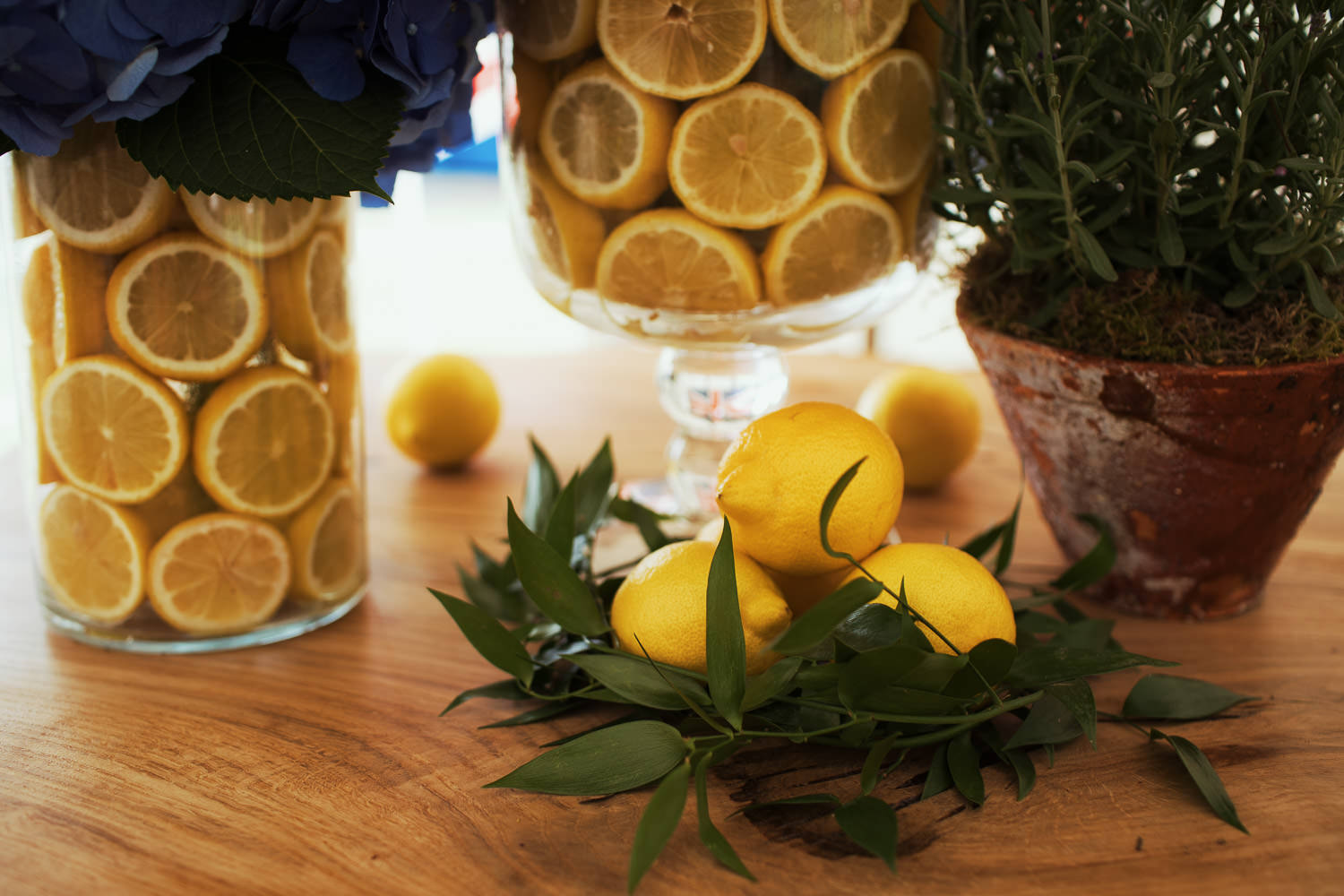 Lemons are on the bar as decoration.