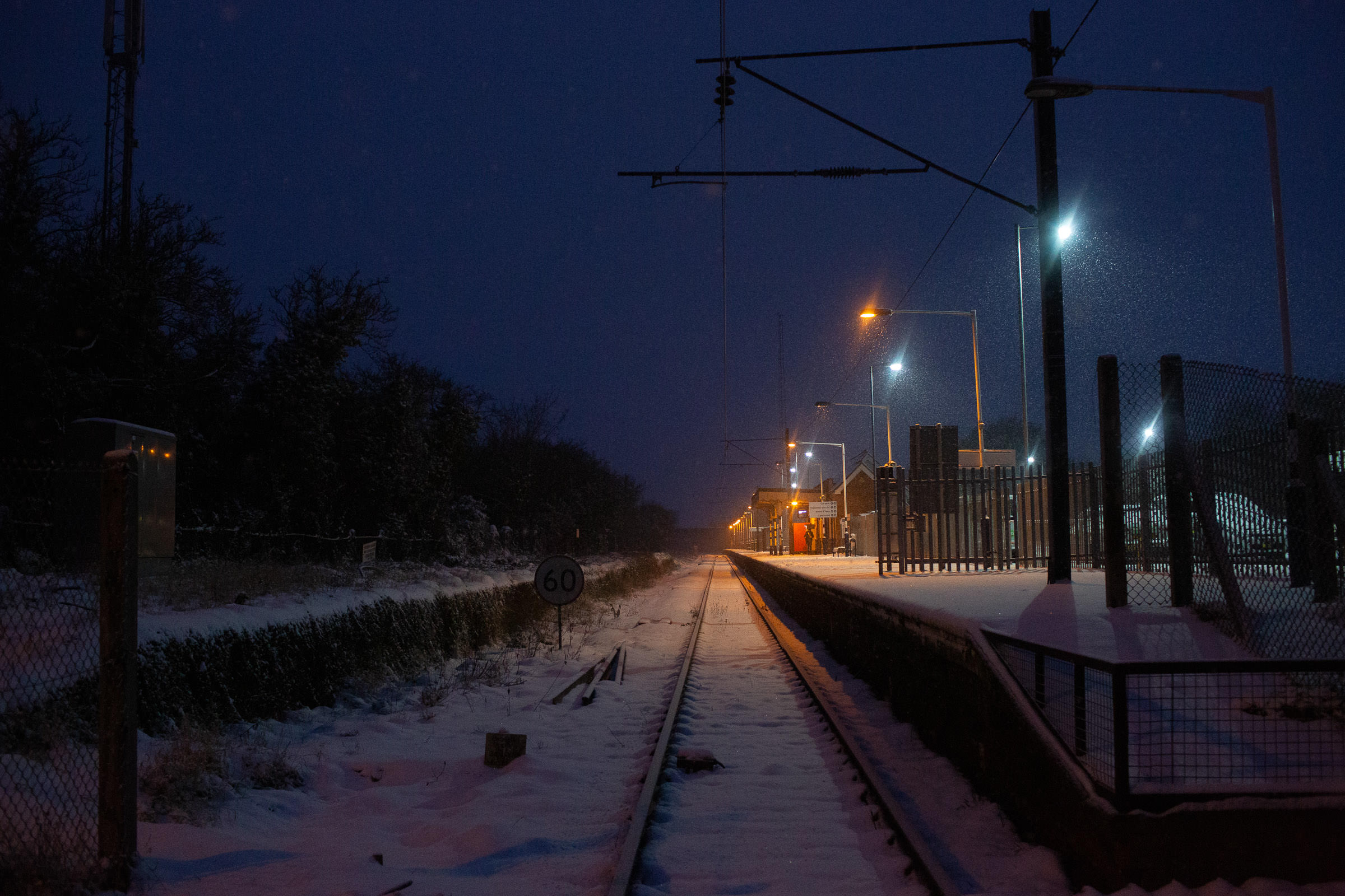 South Woodham Ferrers railway station in the snow. 